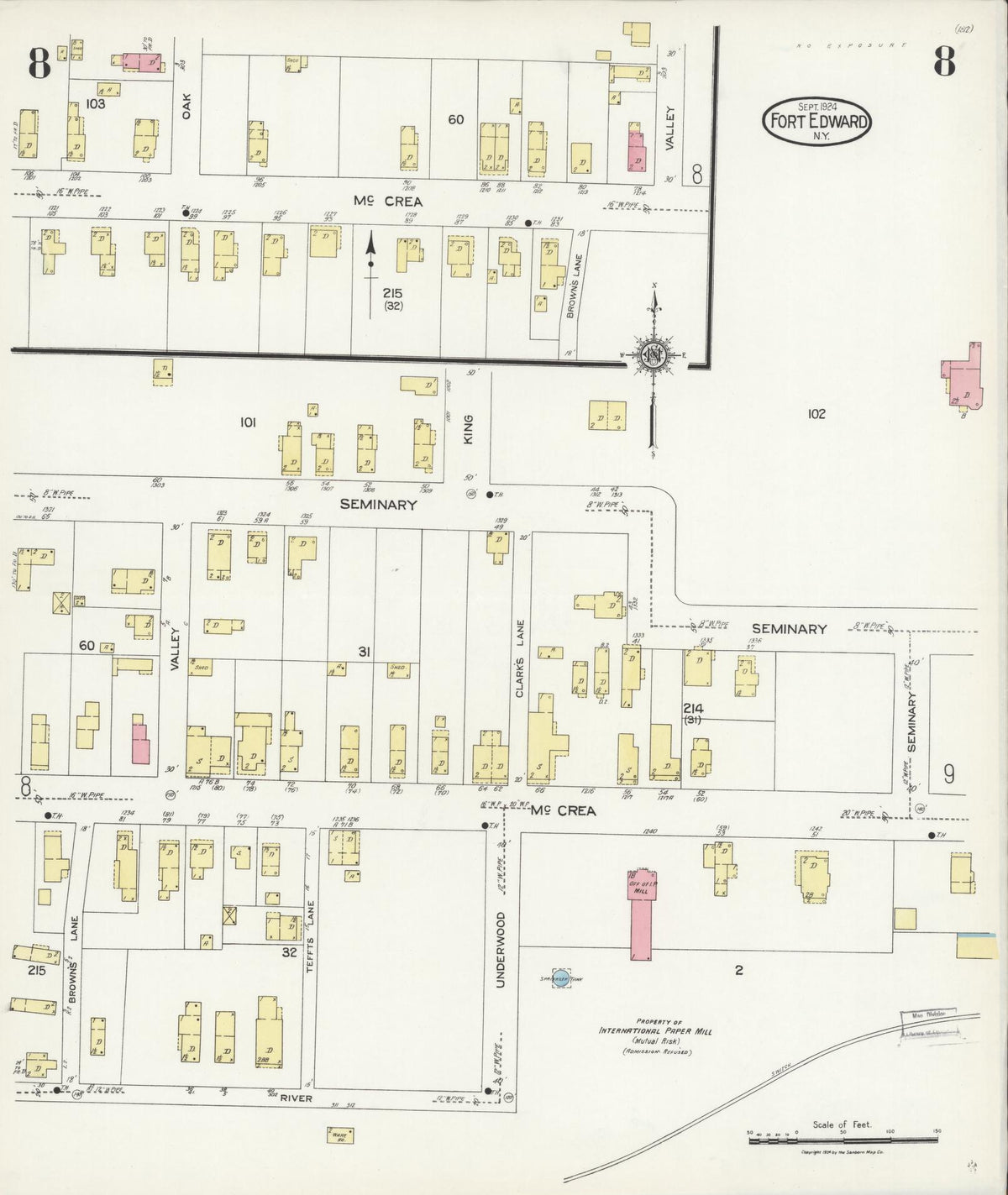 Sanborn Fire Insurance Map from Fort Edward, Washington County, New York (1924), Sheet #0008 - Complete Map Set gallery image, historic Sanborn map, vintage wall art, New York New York