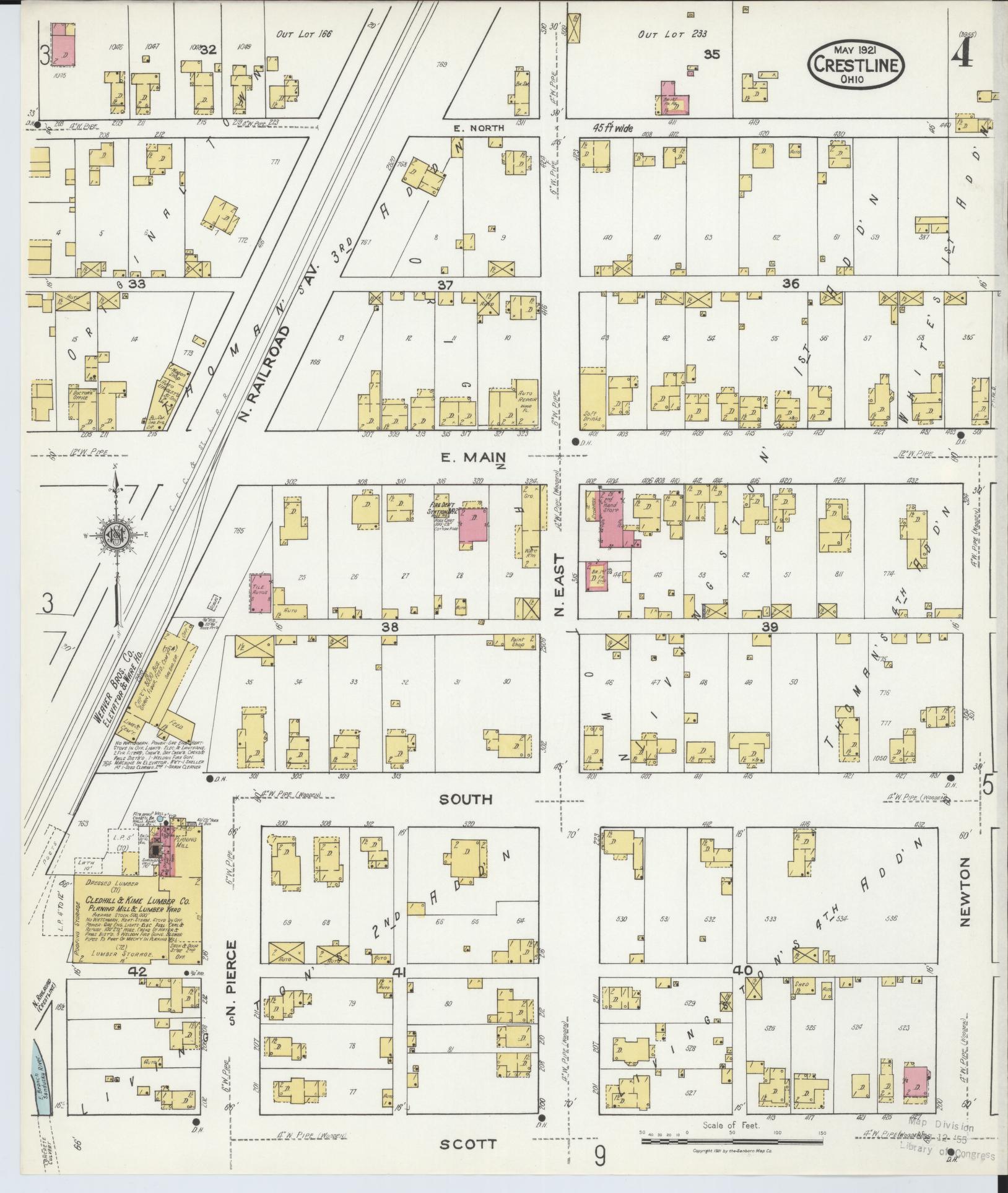 Sanborn Fire Insurance Map from Crestline, Crawford County, Ohio (1921), Sheet #0004 - Complete Map Set gallery image, historic Sanborn map, vintage wall art, Ohio Ohio
