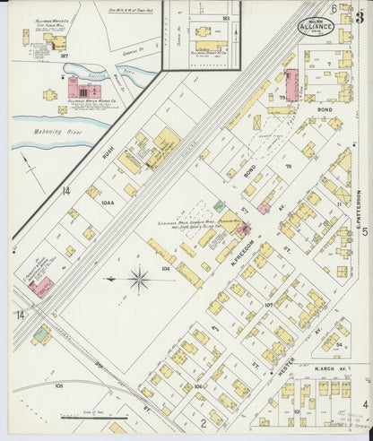 Sanborn Fire Insurance Map from Alliance, Stark County, Ohio (1898), Sheet #0003 - Historic Sanborn Fire Insurance Map Print, vintage old map wall art, antique decor, genealogy gift, Ohio Ohio map