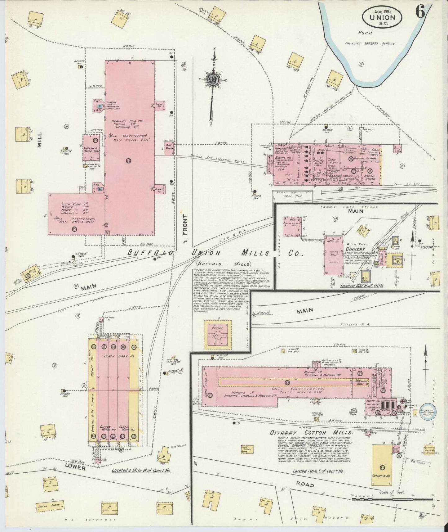 Sanborn Fire Insurance Map from Union, Union County, South Carolina (1910), Sheet #0006 - Complete Map Set gallery image, historic Sanborn map, vintage wall art, South Carolina South Carolina