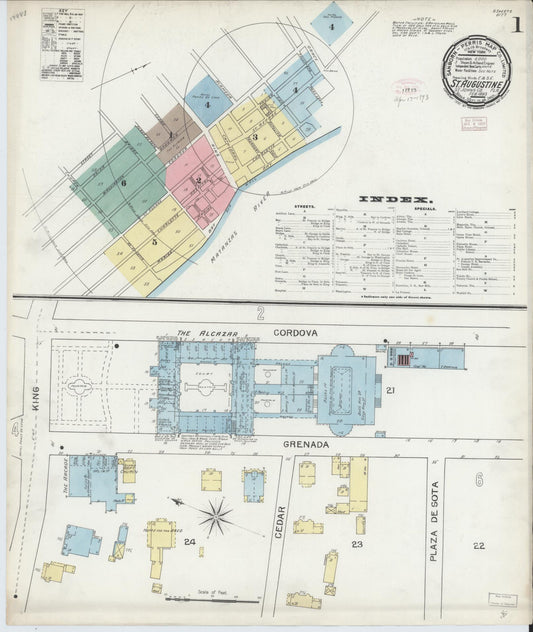Sanborn Fire Insurance Map from Saint Augustine, Saint John's County, Florida (1893), Sheet #0001 - Complete Map Set gallery image, historic Sanborn map, vintage wall art, Florida Florida