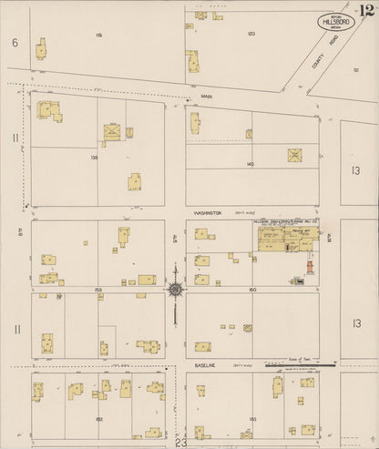 Sanborn Fire Insurance Map from Hillsboro, Washington County, Oregon (1921), Sheet #0012 - Complete Map Set gallery image, historic Sanborn map, vintage wall art, Oregon Oregon