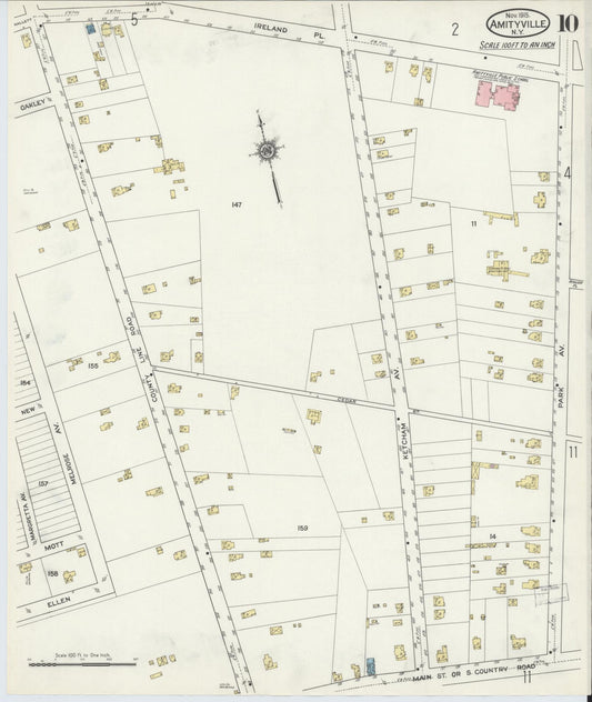 Sanborn Fire Insurance Map from Amityville, Suffolk County, New York (1915), Sheet #0010 - Historic Sanborn Fire Insurance Map Print, vintage old map wall art, antique decor, genealogy gift, New York New York map