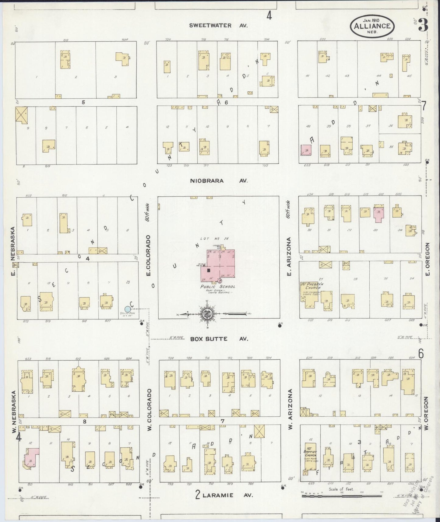 Sanborn Fire Insurance Map from Alliance, Box Butte County, Nebraska (1910), Sheet #0003 - Complete Map Set gallery image, historic Sanborn map, vintage wall art, Nebraska Nebraska