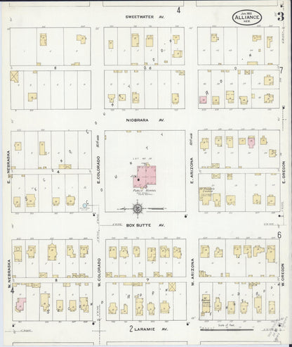 Sanborn Fire Insurance Map from Alliance, Box Butte County, Nebraska (1910), Sheet #0003 - Complete Map Set gallery image, historic Sanborn map, vintage wall art, Nebraska Nebraska