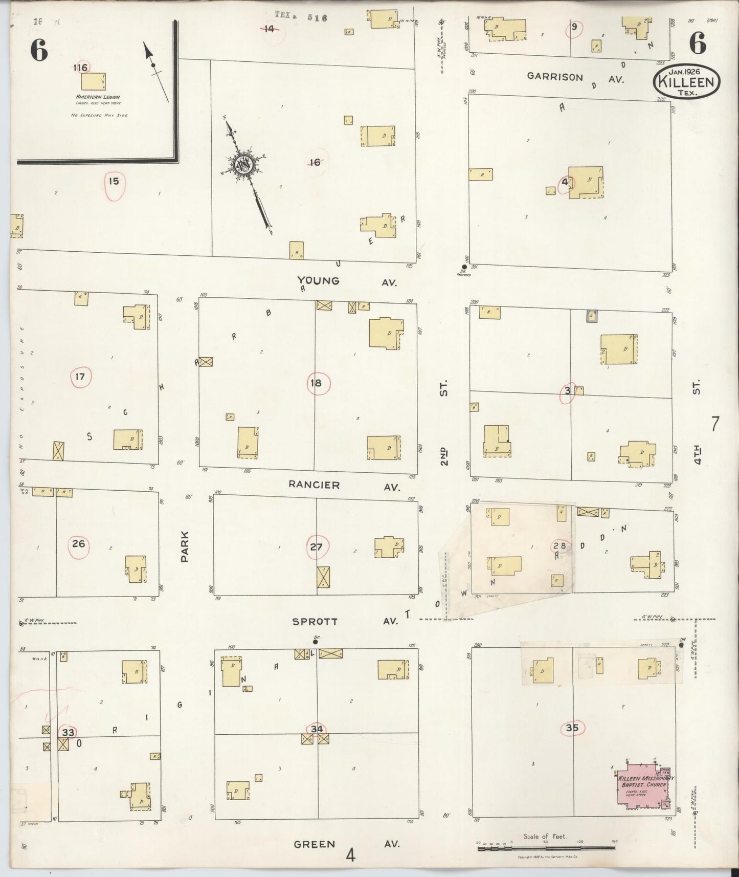 Sanborn Fire Insurance Map from Killeen, Bell County, Texas (1937), Sheet #0006 - Historic Sanborn Fire Insurance Map Print, vintage old map wall art, antique decor, genealogy gift, Texas Texas map