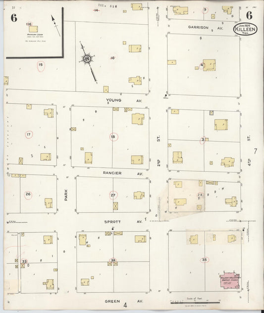 Sanborn Fire Insurance Map from Killeen, Bell County, Texas (1937), Sheet #0006 - Historic Sanborn Fire Insurance Map Print, vintage old map wall art, antique decor, genealogy gift, Texas Texas map