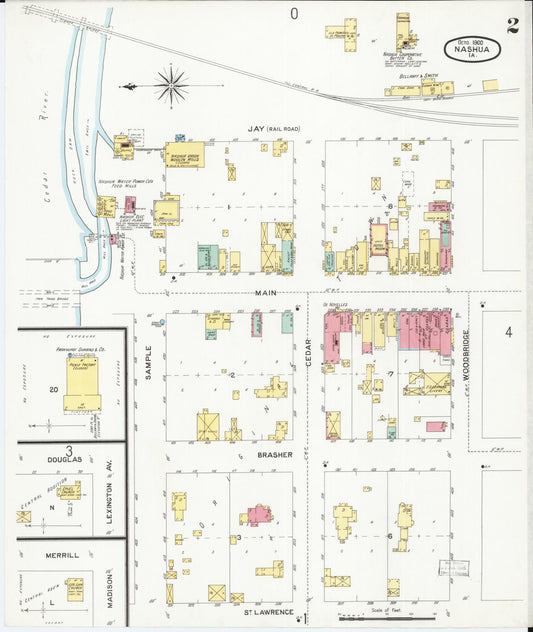 Sanborn Fire Insurance Map from Nashua, Chickasaw County, Iowa (1900), Sheet #0002 - Historic Sanborn Fire Insurance Map Print, vintage old map wall art