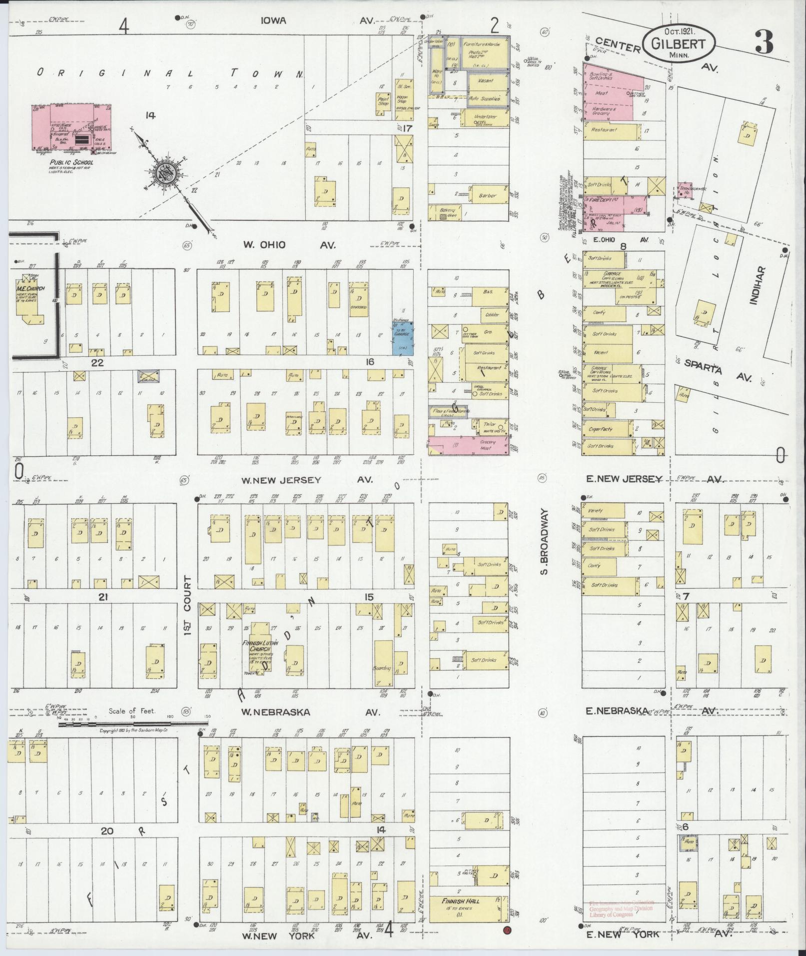 Sanborn Fire Insurance Map from Gilbert, Saint Louis County, Minnesota (1921), Sheet #0003 - Historic Sanborn Fire Insurance Map Print, vintage old map wall art, antique decor, genealogy gift, Minnesota Minnesota map