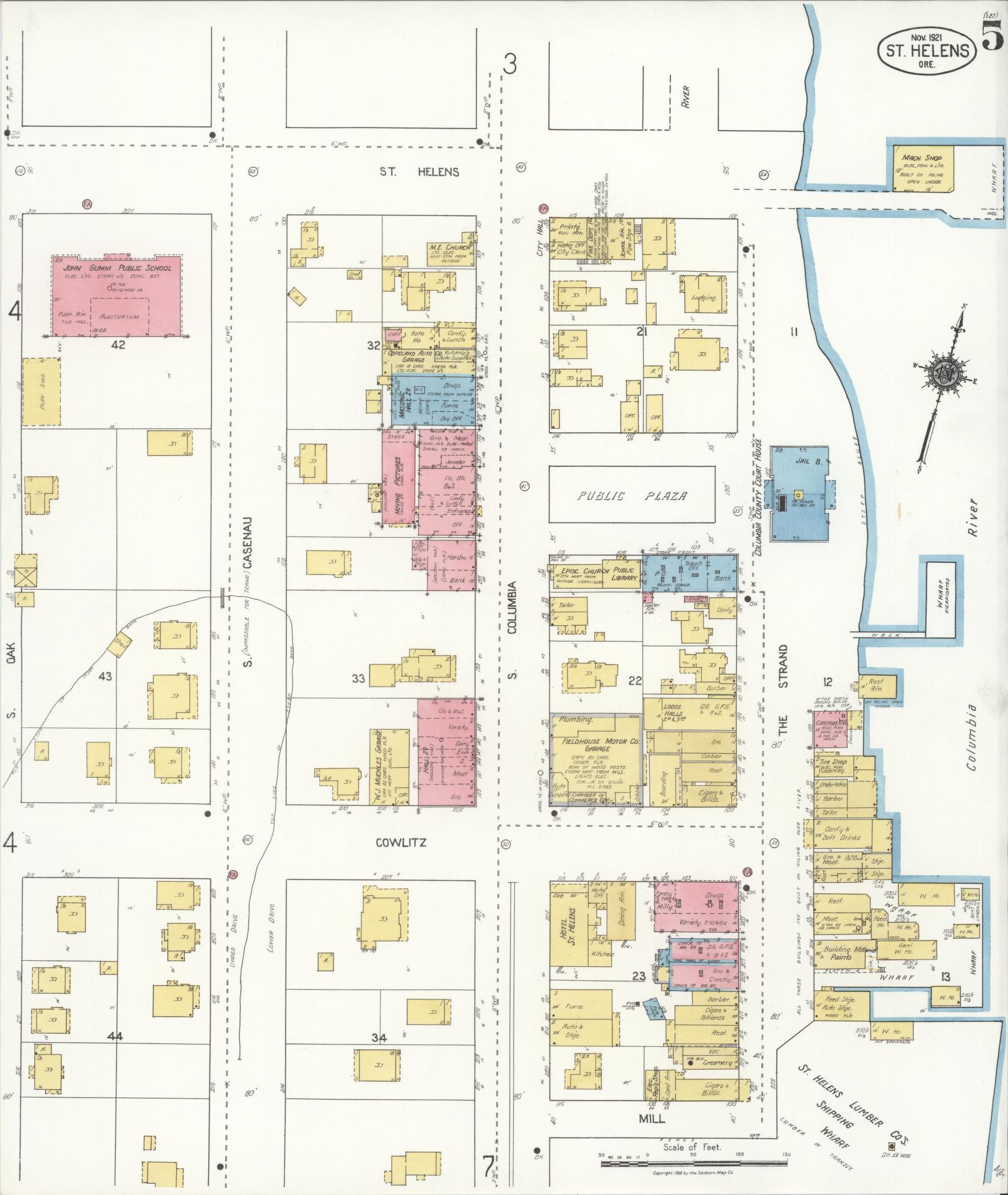 Sanborn Fire Insurance Map from Saint Helens, Columbia County, Oregon (1921), Sheet #0005 - Complete Map Set gallery image, historic Sanborn map, vintage wall art, Oregon Oregon