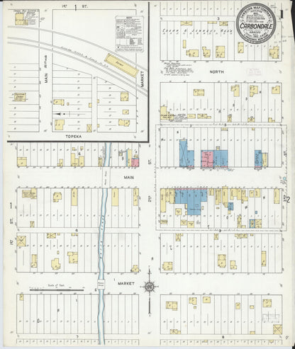 Sanborn Fire Insurance Map from Carbondale, Osage County, Kansas (1912), Sheet #0001 - Complete Map Set gallery image, historic Sanborn map, vintage wall art, Kansas Kansas