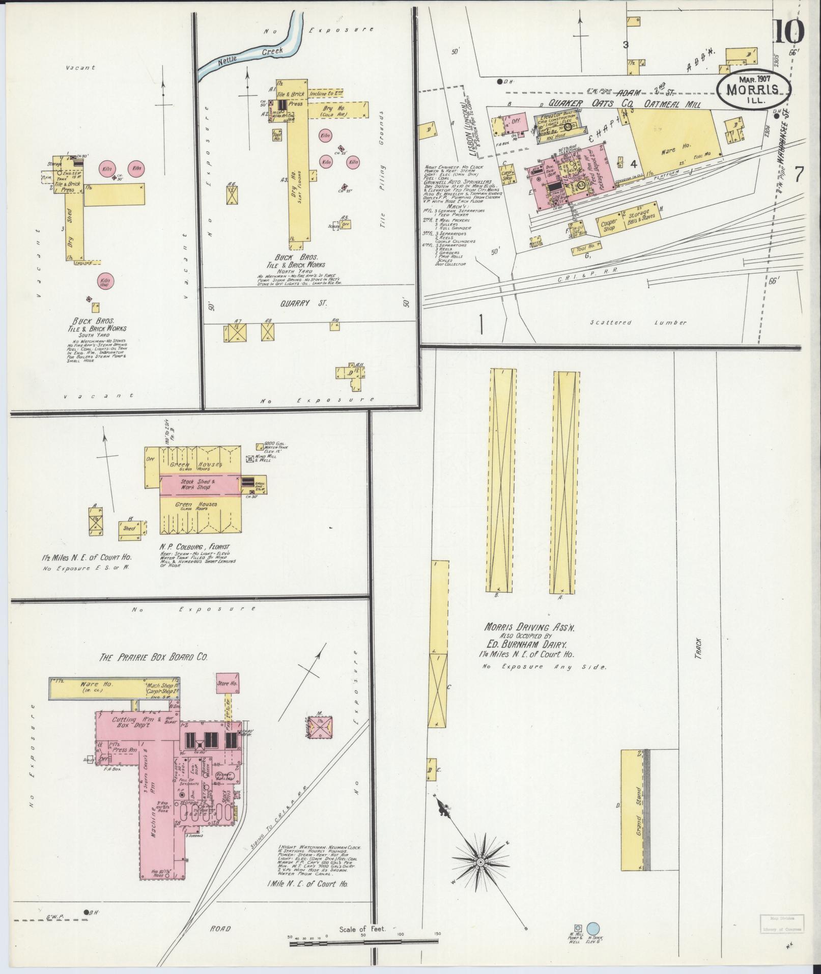 Sanborn Fire Insurance Map from Morris, Grundy County, Illinois (1907), Sheet #0010 - Complete Map Set gallery image, historic Sanborn map, vintage wall art, Illinois Illinois