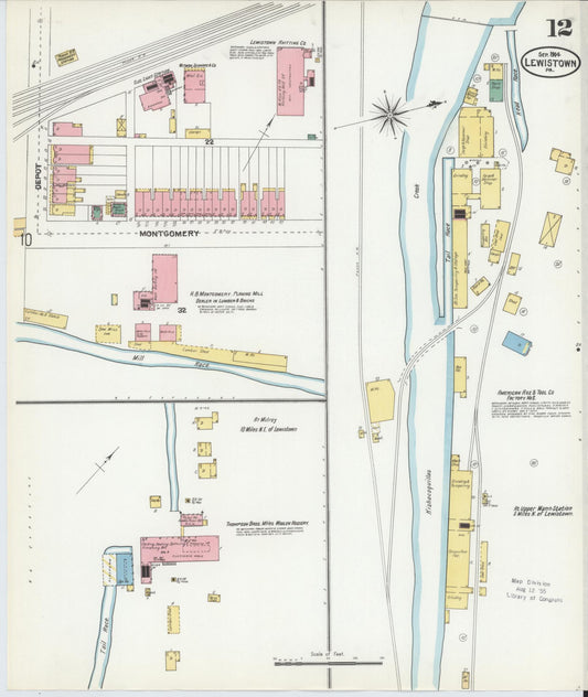 Sanborn Fire Insurance Map from Lewistown, Mifflin County, Pennsylvania (1904), Sheet #0012 - Historic Sanborn Fire Insurance Map Print, vintage old map wall art, antique decor, genealogy gift, Pennsylvania Pennsylvania map