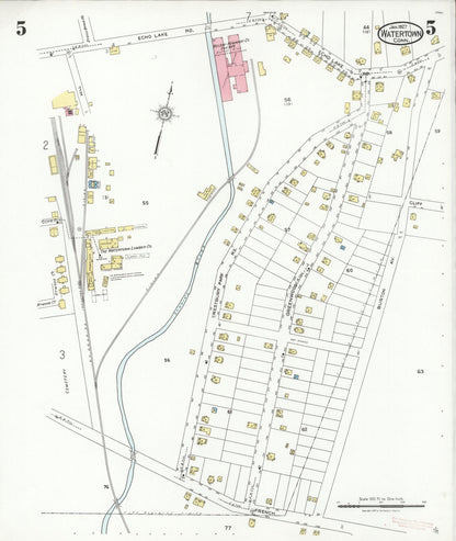Sanborn Fire Insurance Map from Watertown, Litchfield County, Connecticut (1927), Sheet #0005 - Complete Map Set gallery image, historic Sanborn map, vintage wall art, Connecticut Connecticut