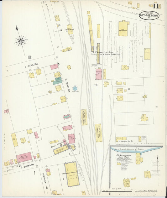 Sanborn Fire Insurance Map from Georgetown, Scott County, Kentucky (1907), Sheet #0011 - Historic Sanborn Fire Insurance Map Print, vintage old map wall art, antique decor, genealogy gift, Kentucky Kentucky map