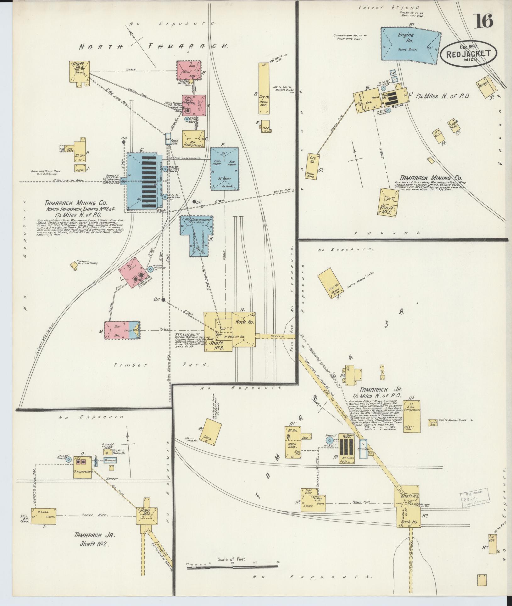 Sanborn Fire Insurance Map from Red Jacket, Houghton County, Michigan (1897), Sheet #0016 - Complete Map Set gallery image, historic Sanborn map, vintage wall art, Michigan Michigan