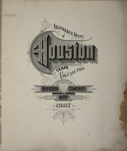 Sanborn Fire Insurance Map from Houston, Harris County, Texas (1907), Sheet #0001 - Complete Map Set gallery image, historic Sanborn map, vintage wall art, Texas Texas