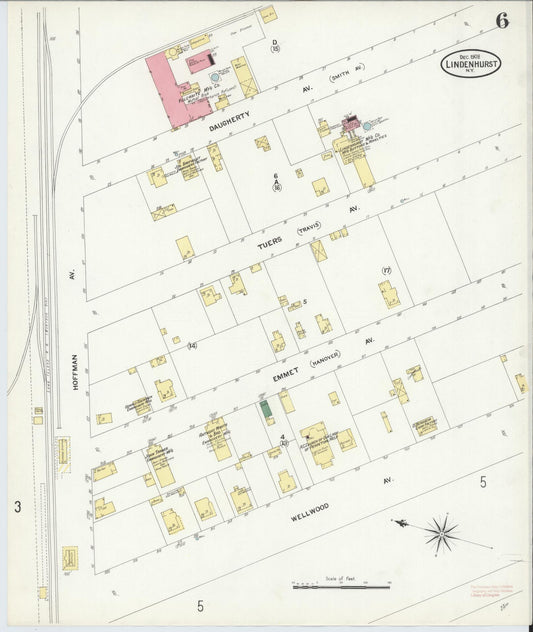 Sanborn Fire Insurance Map from Lindenhurst, Suffolk County, New York (1908), Sheet #0006 - Historic Sanborn Fire Insurance Map Print, vintage old map wall art, antique decor, genealogy gift, New York New York map
