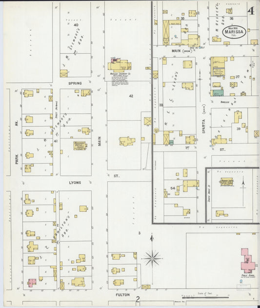 Sanborn Fire Insurance Map from Marissa, Saint Clair County, Illinois (1900), Sheet #0004 - Historic Sanborn Fire Insurance Map Print, vintage old map wall art, antique decor, genealogy gift, Illinois Illinois map
