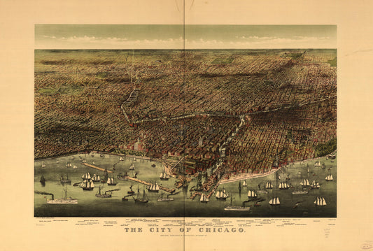 The city of Chicago. (1892) – Historic Bird’s-Eye View Panorama Print