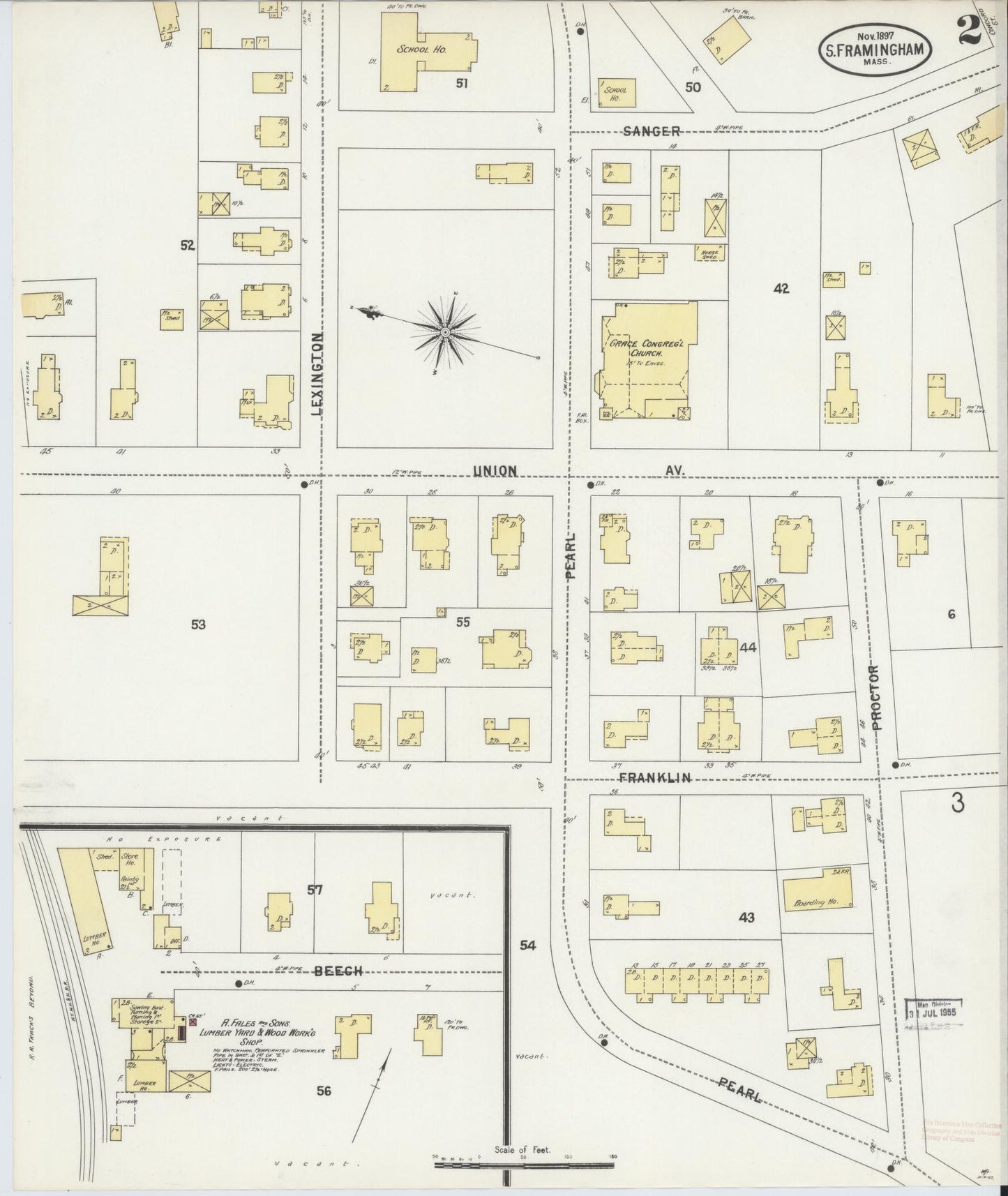 Sanborn Fire Insurance Map from South Farmington, Middlesex County, Massachusetts (1897), Sheet #0002 - Historic Sanborn Fire Insurance Map Print, vintage old map wall art, antique decor, genealogy gift, Massachusetts Massachusetts map