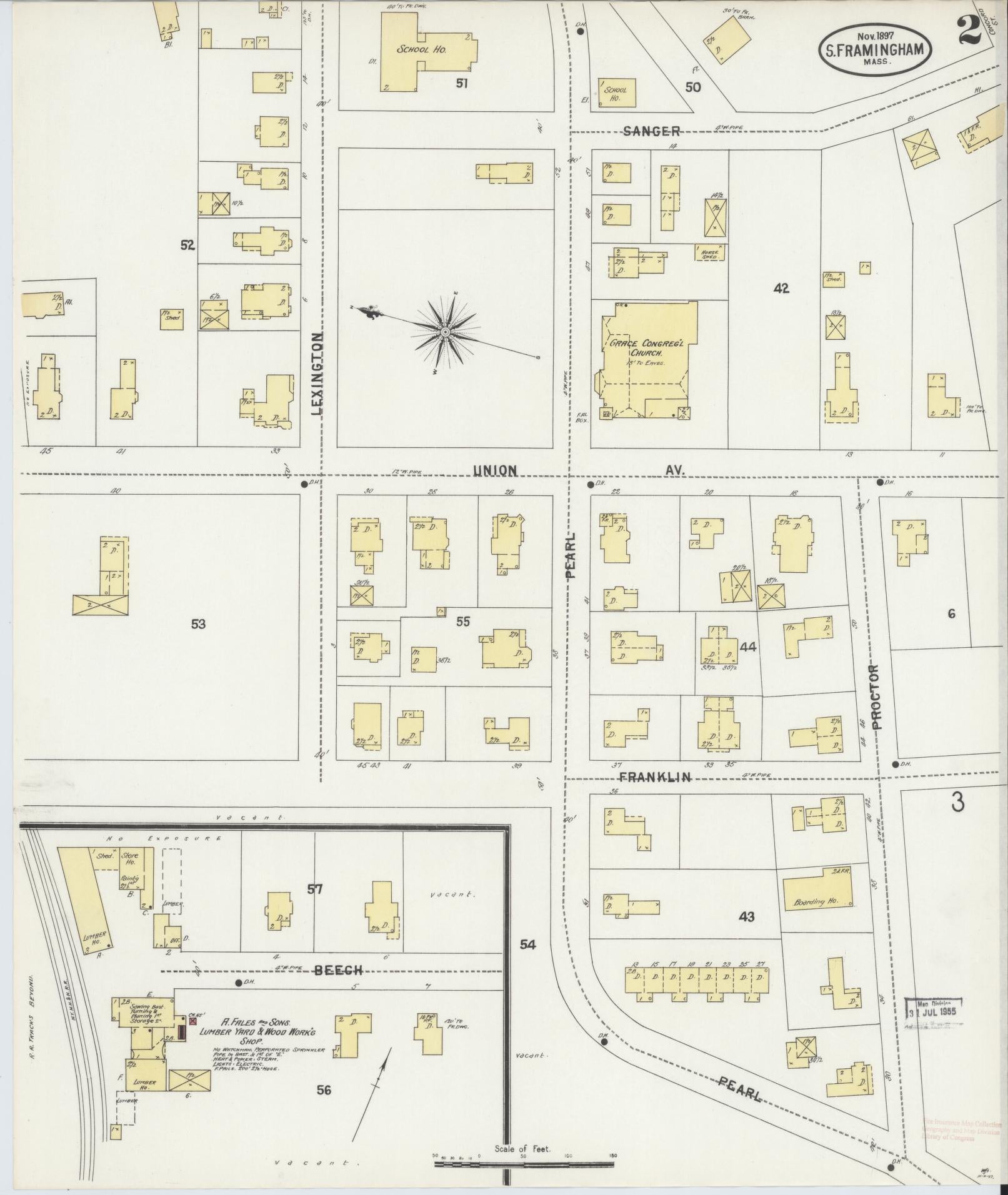 Sanborn Fire Insurance Map from South Farmington, Middlesex County, Massachusetts (1897), Sheet #0002 - Historic Sanborn Fire Insurance Map Print, vintage old map wall art, antique decor, genealogy gift, Massachusetts Massachusetts map