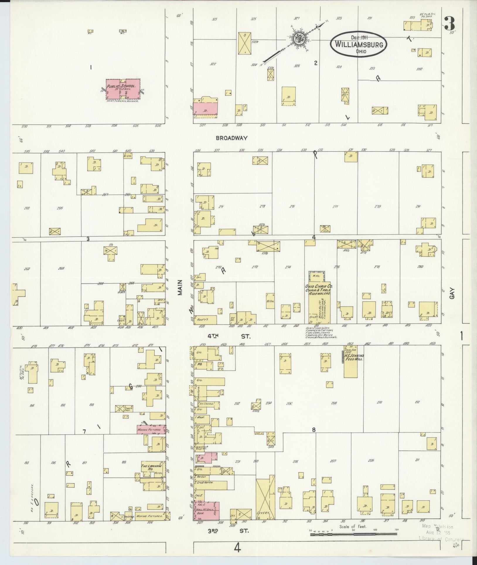 Sanborn Fire Insurance Map from Williamsburg, Clermont County, Ohio (1911), Sheet #0003 - Complete Map Set gallery image, historic Sanborn map, vintage wall art, Ohio Ohio