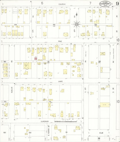 Sanborn Fire Insurance Map from Sandpoint, Bonner County, Idaho (1909), Sheet #0009 - Complete Map Set gallery image, historic Sanborn map, vintage wall art, Idaho Idaho