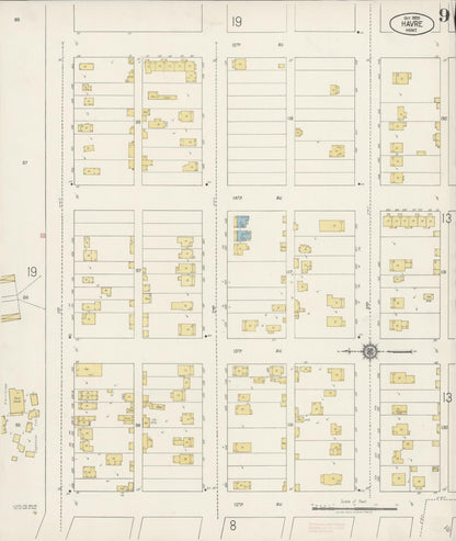 Sanborn Fire Insurance Map from Havre, Hill County, Montana (1920), Sheet #0009 - Complete Map Set gallery image, historic Sanborn map, vintage wall art, Montana Montana