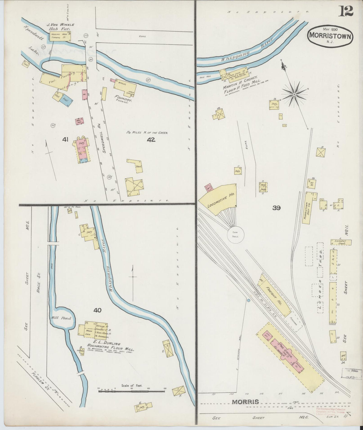 Sanborn Fire Insurance Map from Morristown, Morris County, New Jersey (1890), Sheet #0012 - Complete Map Set gallery image, historic Sanborn map, vintage wall art, New Jersey New Jersey