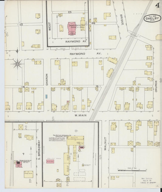 Sanborn Fire Insurance Map from Shelby, Richland County, Ohio (1893), Sheet #0004 - Historic Sanborn Fire Insurance Map Print, vintage old map wall art, antique decor, genealogy gift, Ohio Ohio map