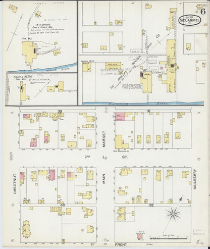 Sanborn Fire Insurance Map from Mount Carmel, Wabash County, Illinois (1892), Sheet #0006 - Complete Map Set gallery image, historic Sanborn map, vintage wall art, Illinois Illinois