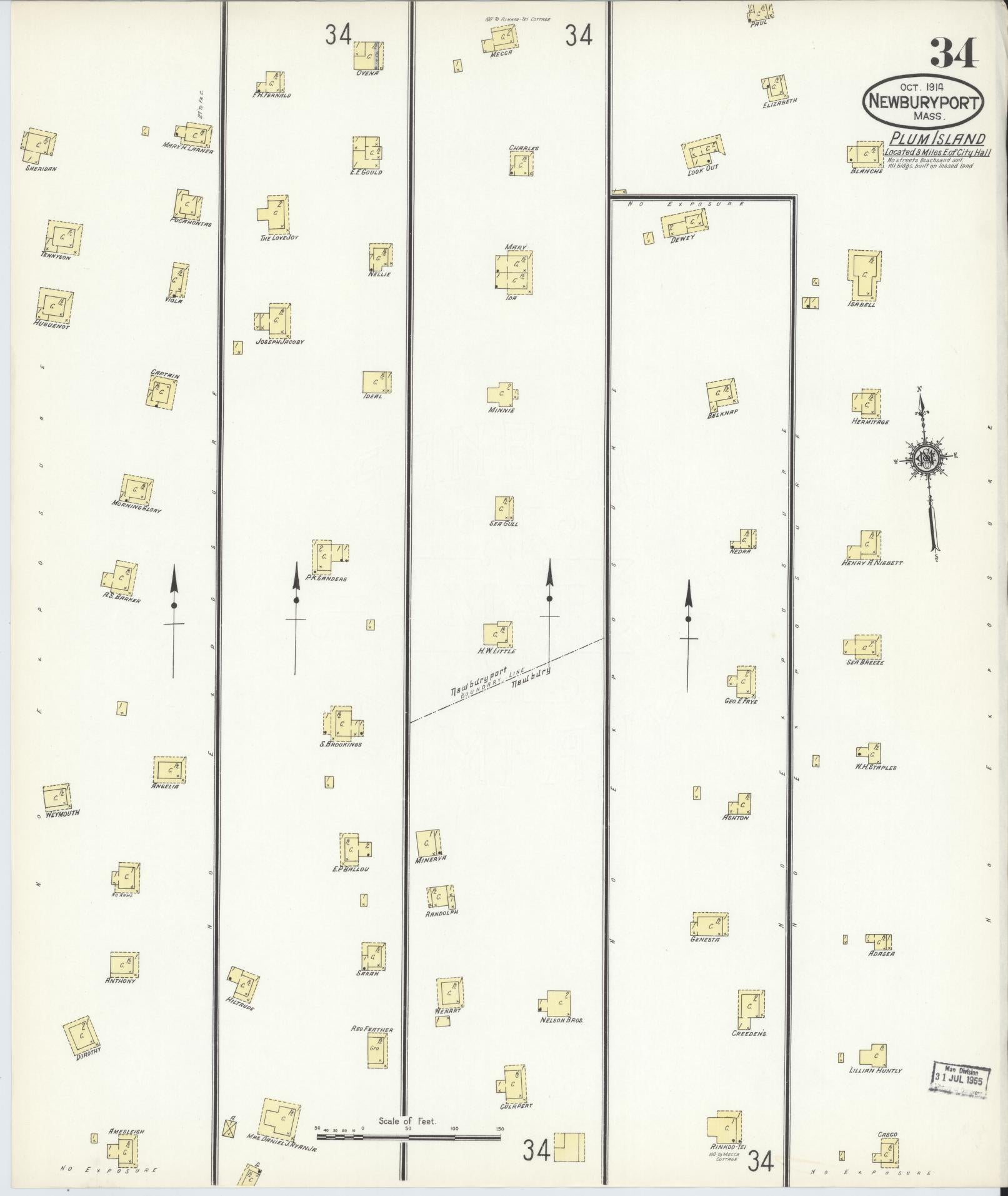Sanborn Fire Insurance Map from Newburyport, Essex County, Massachusetts (1914), Sheet #0034 - Complete Map Set gallery image, historic Sanborn map, vintage wall art, Massachusetts Massachusetts
