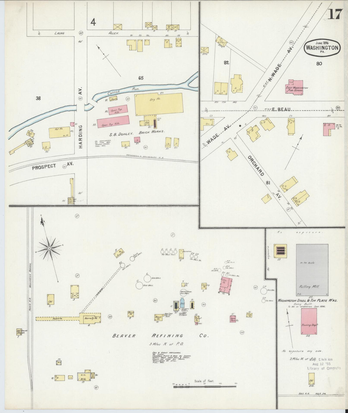 Sanborn Fire Insurance Map from Washington, Washington County, Pennsylvania (1896), Sheet #0017 - Historic Sanborn Fire Insurance Map Print, vintage old map wall art, antique decor, genealogy gift, Pennsylvania Pennsylvania map