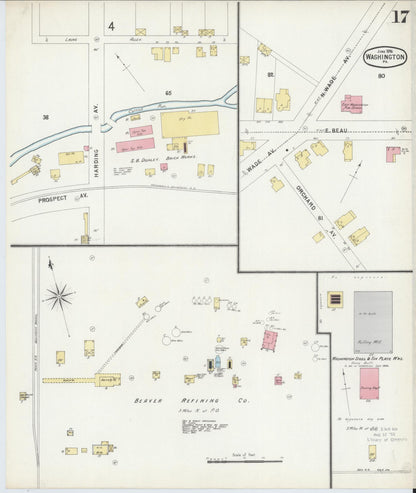 Sanborn Fire Insurance Map from Washington, Washington County, Pennsylvania (1896), Sheet #0017 - Historic Sanborn Fire Insurance Map Print, vintage old map wall art, antique decor, genealogy gift, Pennsylvania Pennsylvania map