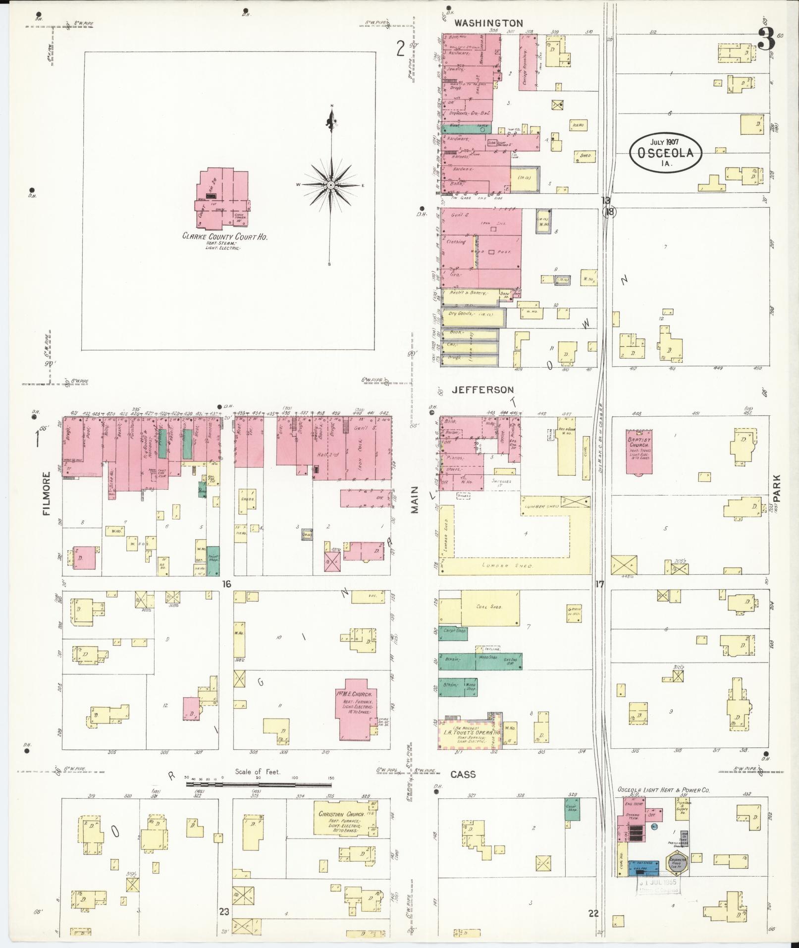 Sanborn Fire Insurance Map from Osceola, Clarke County, Iowa (1907), Sheet #0003 - Historic Sanborn Fire Insurance Map Print