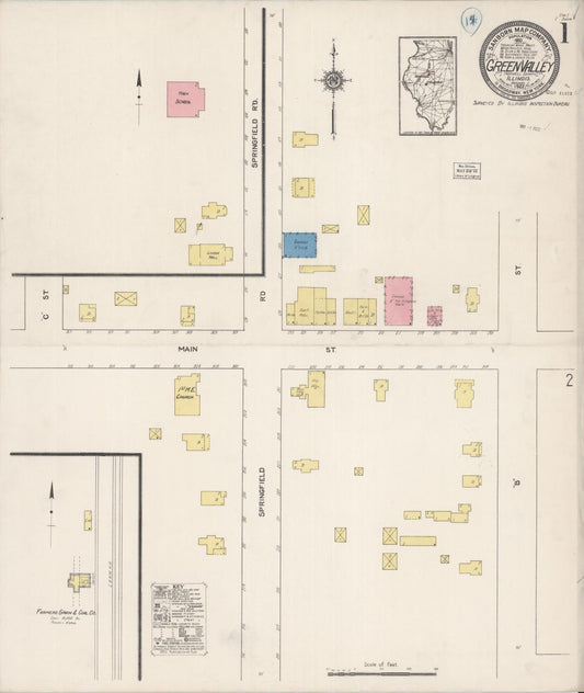Sanborn Fire Insurance Map from Green Valley, Tazewell County, Illinois (1922), Sheet #0001 - Historic Sanborn Fire Insurance Map Print, vintage old map wall art, antique decor, genealogy gift, Illinois Illinois map