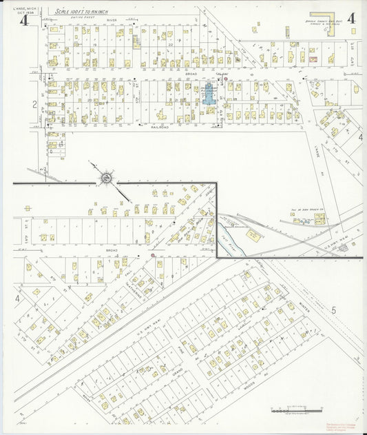Sanborn Fire Insurance Map from L'Anse, Baraga County, Michigan (1938), Sheet #0004 - Historic Sanborn Fire Insurance Map Print, vintage old map wall art, antique decor, genealogy gift, Michigan Michigan map