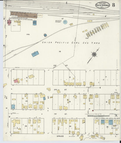 Sanborn Fire Insurance Map from Rock Springs, Sweetwater County, Wyoming (1920), Sheet #0008 - Complete Map Set gallery image, historic Sanborn map, vintage wall art, Wyoming Wyoming