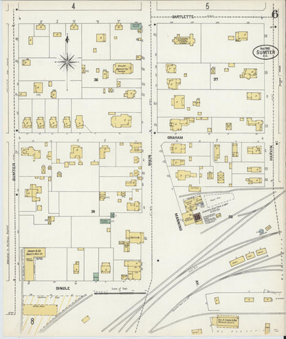 Sanborn Fire Insurance Map from Sumter, Sumter County, South Carolina (1902), Sheet #0006 - Complete Map Set gallery image, historic Sanborn map, vintage wall art, South Carolina South Carolina