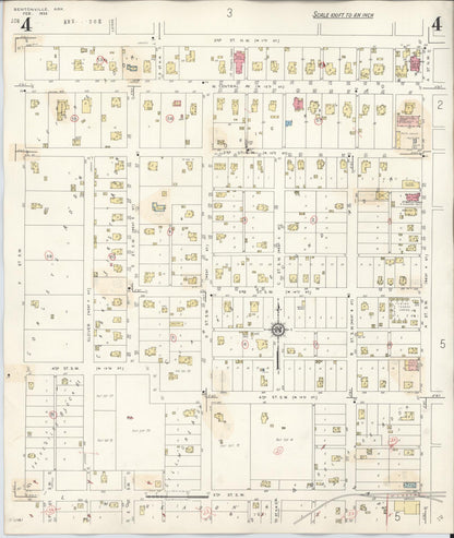 Sanborn Fire Insurance Map from Bentonville, Benton County, Arkansas (1940), Sheet #0004 - Complete Map Set gallery image, historic Sanborn map, vintage wall art, Arkansas Arkansas