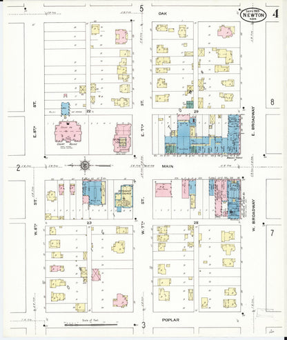 Sanborn Fire Insurance Map from Newton, Harvey County, Kansas (1909), Sheet #0004 - Complete Map Set gallery image, historic Sanborn map, vintage wall art, Kansas Kansas