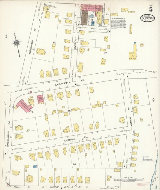 Sanborn Fire Insurance Map from Suffern, Rockland County, New York (1921), Sheet #0005 - Historic Sanborn Fire Insurance Map Print, vintage old map wall art, antique decor, genealogy gift, New York New York map