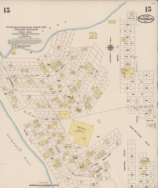 Sanborn Fire Insurance Map from Petersburg, Menard County, Illinois (1922), Sheet #0015 - Historic Sanborn Fire Insurance Map Print, vintage old map wall art, antique decor, genealogy gift, Illinois Illinois map