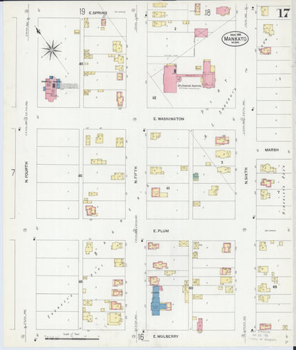Sanborn Fire Insurance Map from Mankato, Blue Earth County, Minnesota (1908), Sheet #0017 - Complete Map Set gallery image, historic Sanborn map, vintage wall art, Minnesota Minnesota