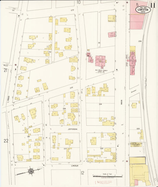 Sanborn Fire Insurance Map from Lewiston, Nez Perce County, Idaho (1918), Sheet #0011 - Historic Sanborn Fire Insurance Map Print, vintage old map wall art, antique decor, genealogy gift, Idaho Idaho map
