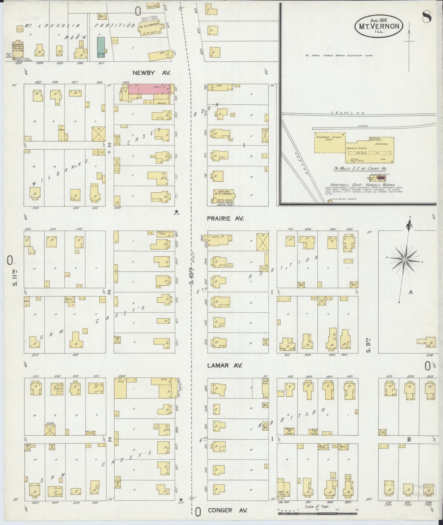 Sanborn Fire Insurance Map from Mount Vernon, Jefferson County, Illinois (1902), Sheet #0008 - Complete Map Set gallery image, historic Sanborn map, vintage wall art, Illinois Illinois