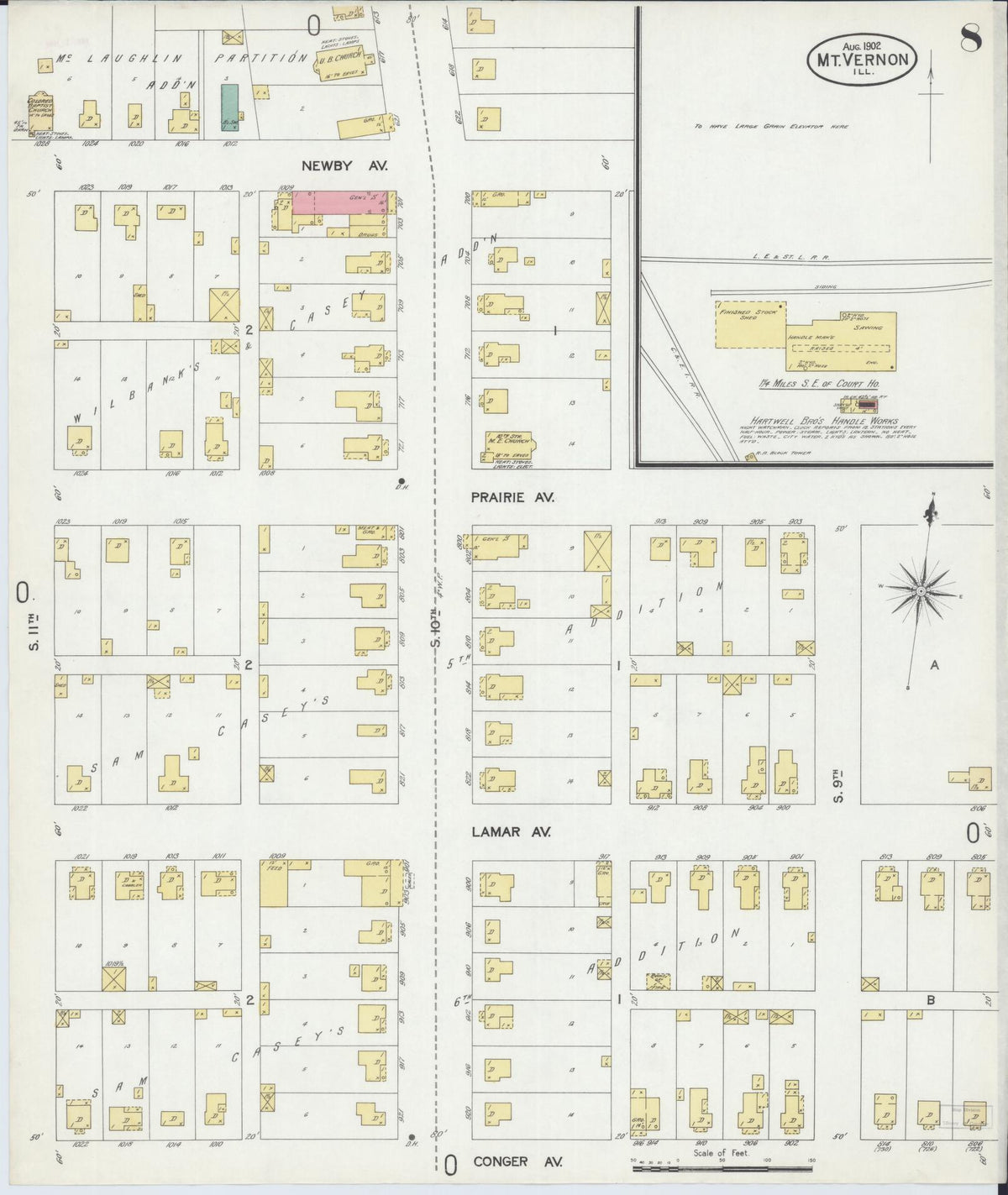 Sanborn Fire Insurance Map from Mount Vernon, Jefferson County, Illinois (1902), Sheet #0008 - Complete Map Set gallery image, historic Sanborn map, vintage wall art, Illinois Illinois
