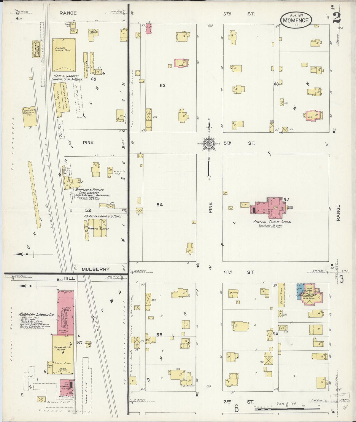 Sanborn Fire Insurance Map from Momence, Kankakee County, Illinois (1913), Sheet #0002 - Complete Map Set gallery image, historic Sanborn map, vintage wall art, Illinois Illinois