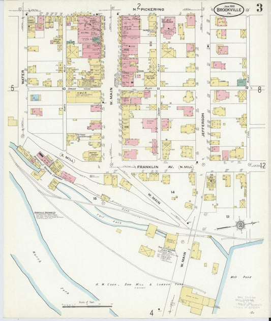 Sanborn Fire Insurance Map from Brookville, Jefferson County, Pennsylvania (1910), Sheet #0003 - Historic Sanborn Fire Insurance Map Print, vintage old map wall art, antique decor, genealogy gift, Pennsylvania Pennsylvania map